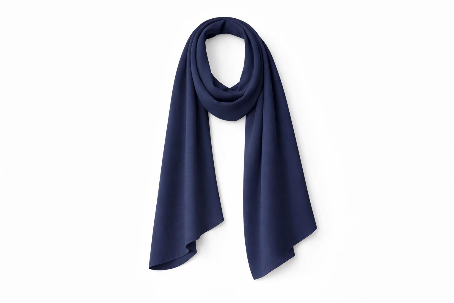 SITRA Lacivert Medine İpeği Şal 75×200 cm – Kaymaz Tok Duruşlu Tesettür Şal