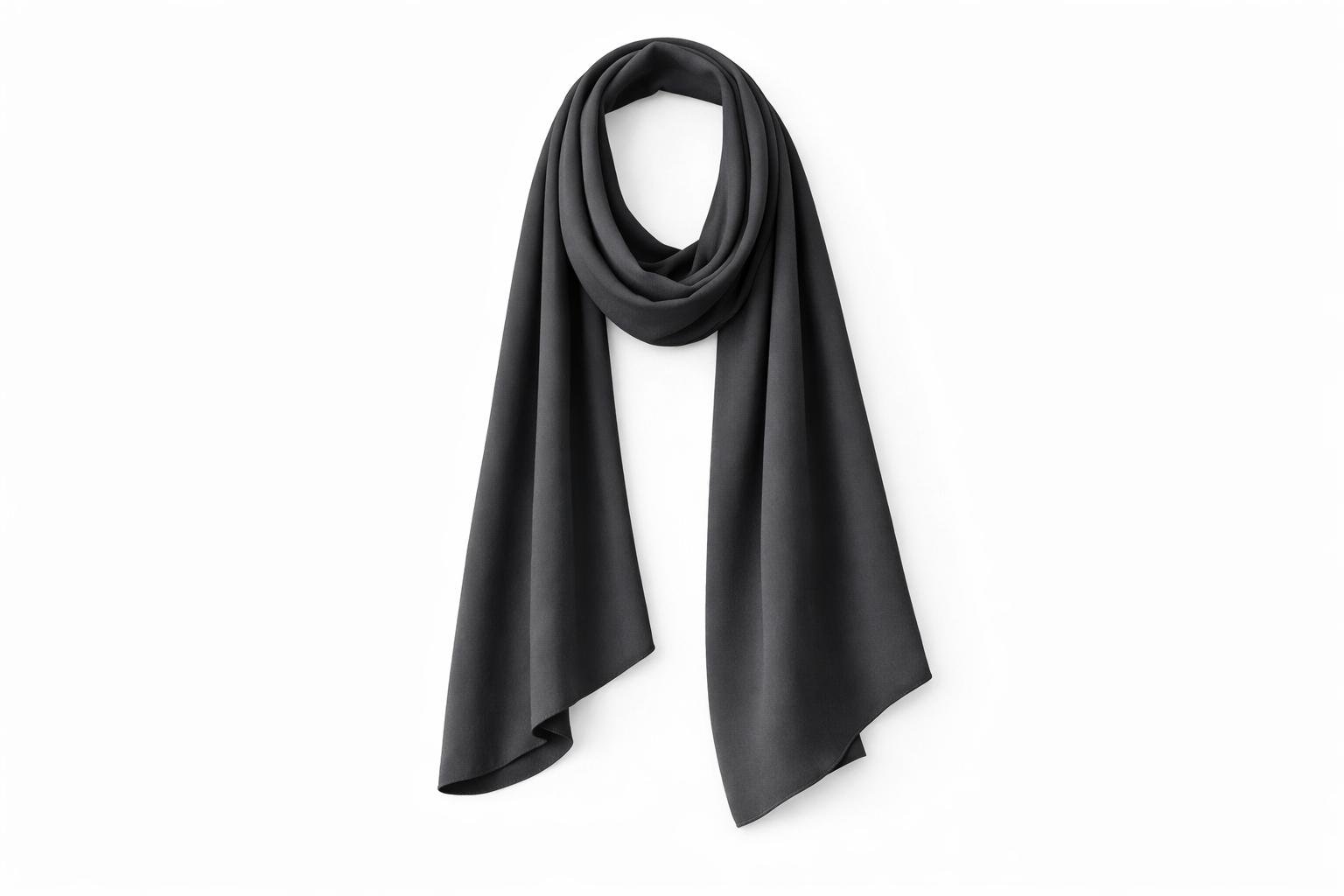 SITRA Antrasit Medine İpeği Şal 75×200 cm – Kaymaz Tok Duruşlu Tesettür Şal