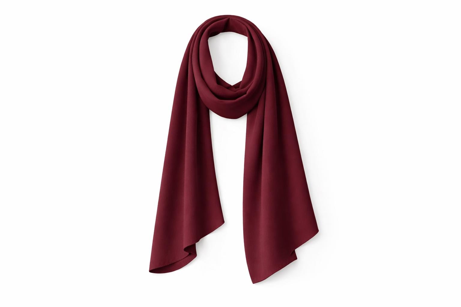 SITRA Bordo Medine İpeği Şal 75×200 cm – Kaymaz Tok Duruşlu Tesettür Şal