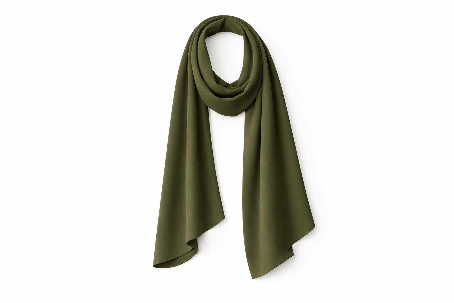 SITRA Haki Medine İpeği Şal 75×200 cm – Kaymaz Tok Duruşlu Tesettür Şal