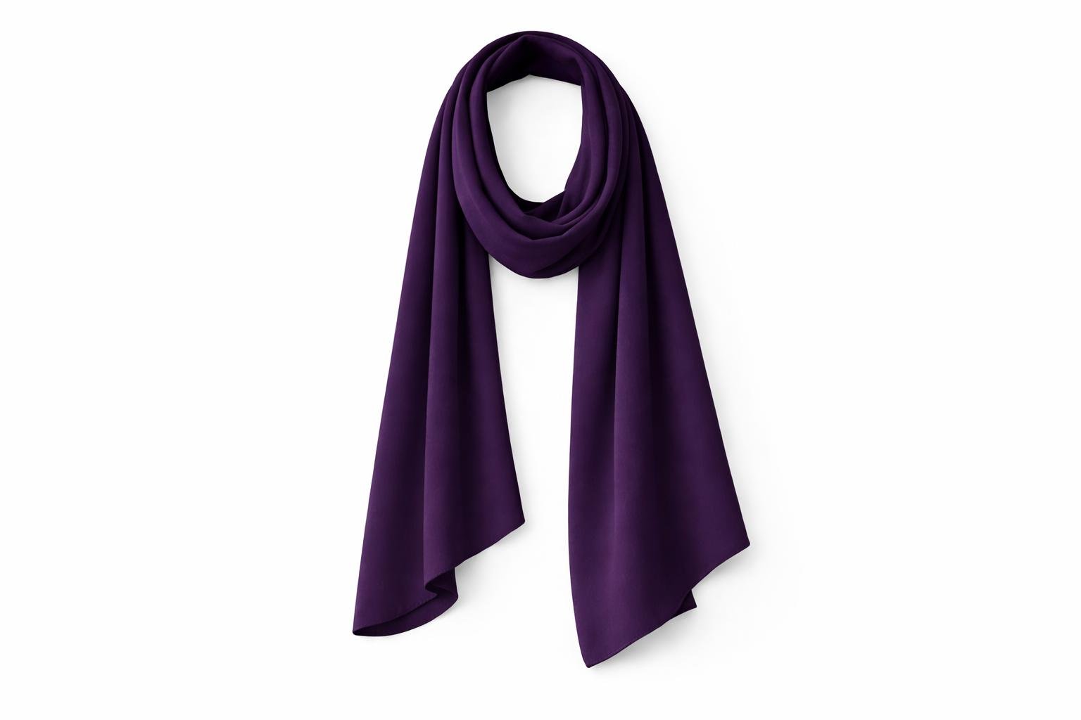SITRA Koyu Mor Medine İpeği Şal 75×200 cm – Kaymaz Tok Duruşlu Tesettür Şal